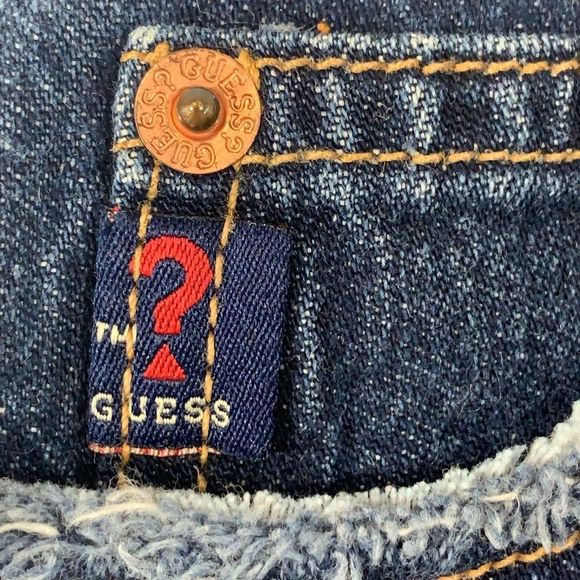 Vintage Guess Women’s Denim Skirt Raw Hem Fringe 90’s Y2K Pockets Size 30 - Picture 8 of 12